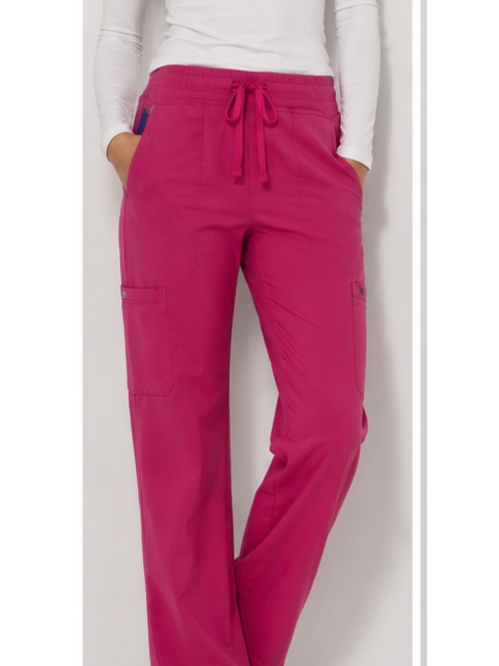 Women’s Drawstring Cargo Scrub Pants - Magenta
